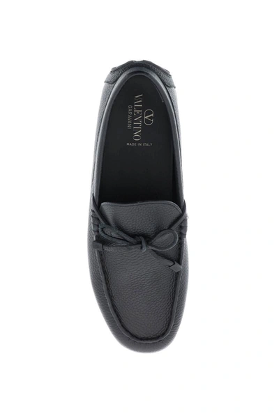 Shop Valentino Garavani Leather Loafers With Bow In Black