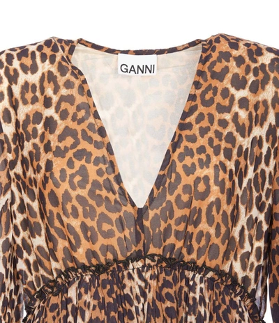 Shop Ganni Dresses In Beige