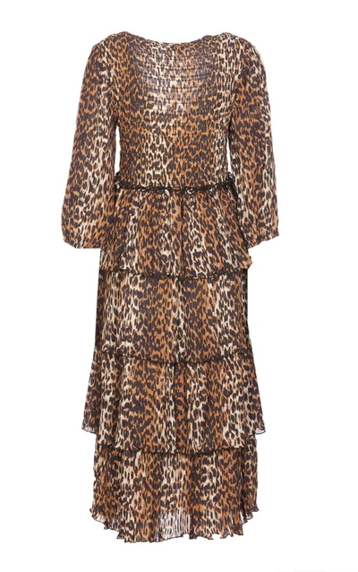 Ganni Women Leopard Print Midi Dress In Animal Print