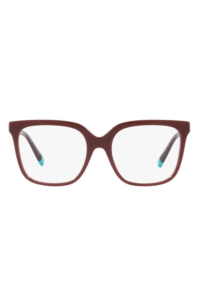 Shop Tiffany & Co 52mm Square Optical Glasses In Burgundy