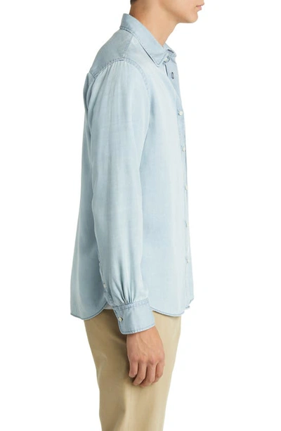 Shop Officine Generale Benoit Lyocell Button-up Shirt In Light Indigo
