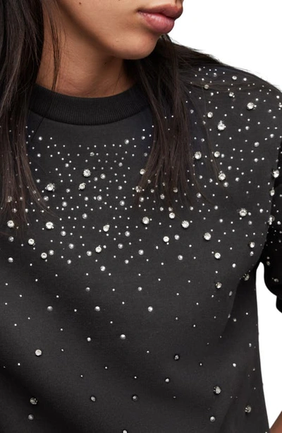 Shop Allsaints Pippa Crystal Embellished Sweatshirt In Washed Black