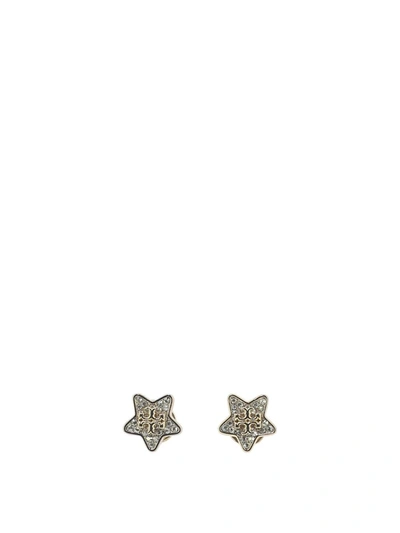 Shop Tory Burch Star-shaped Earrings With Logo In Gold