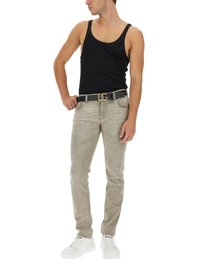 Shop Dolce & Gabbana Skinny Fit Jeans In Grey