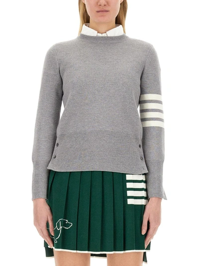 Shop Thom Browne Merino Wool Sweater In Grey