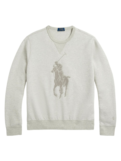 Shop Polo Ralph Lauren Men's Double-knit Chenille Logo Sweatshirt In Light Sport Heather