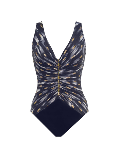 Shop Miraclesuit Swim Women's Bronze Reign Charmer One-piece Swimsuit In Black Multi