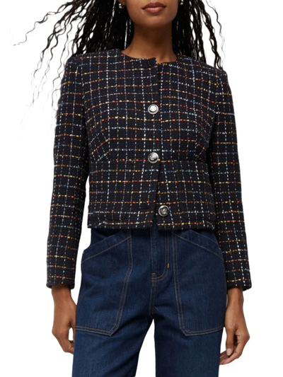 Shop Veronica Beard Women's Nathan Cotton-blend Tweed Single-breasted Jacket In Navy Multi