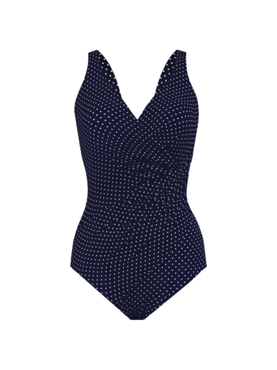 Shop Miraclesuit Swim Women's Pin Point Oceanus One-piece Swimsuit In Midnight Blue