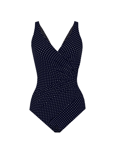 Shop Miraclesuit Swim Women's Pin Point Oceanus One-piece Swimsuit In Black White