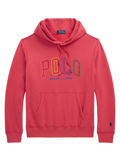 Shop Polo Ralph Lauren Men's Rl Fleece Saddle-stitch Logo Hoodie In Post Red