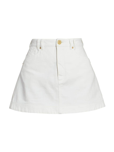 Shop Balmain Women's Western Twill Trapeze Miniskirt In White