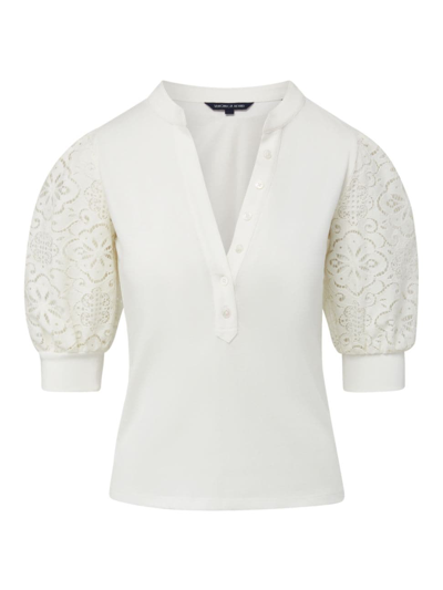 Shop Veronica Beard Women's Coralee Cotton Lace-sleeve Blouse In Off White