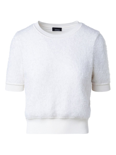 Shop Akris Women's Silk & Cashmere-blend Short-sleeve Cropped Sweater In Ecru