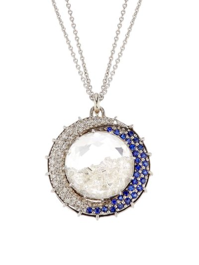Shop Renee Lewis Women's 18k White Gold, Sapphire & 7.20 Tcw Diamond Shake Necklace