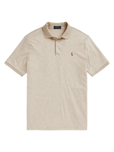 Shop Polo Ralph Lauren Men's Collared Polo Shirt In Sand Heather