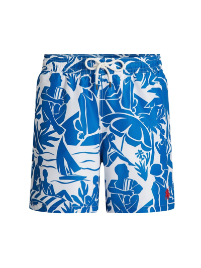 Shop Polo Ralph Lauren Men's Traveler Abstract Swim Trunks In Pampelonne Convo