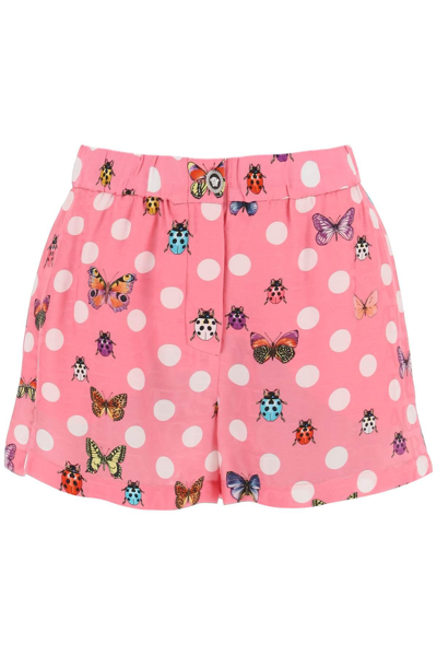 Shop Versace Butterflies&ladybugs Polka Dot Shorts In Pink