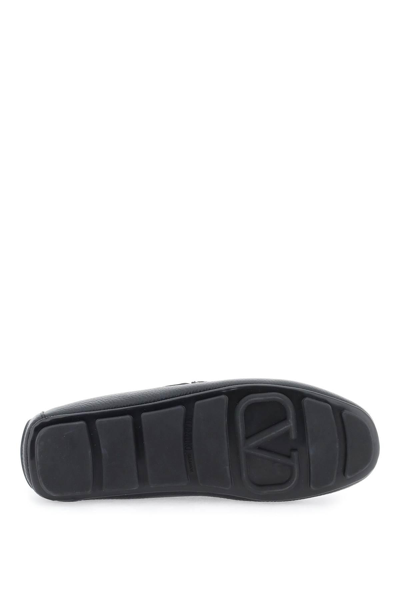 Shop Valentino Leather Loafers With Bow In Black