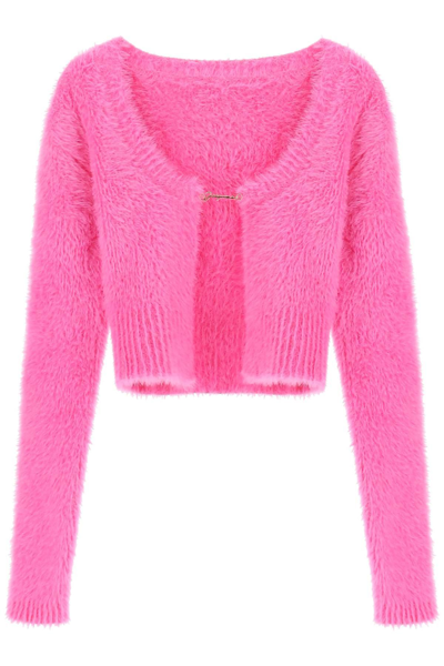 Shop Jacquemus La Maille Neve Cropped Top In Fuchsia