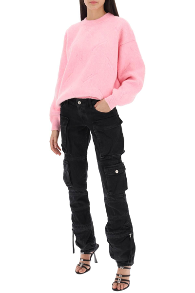 Shop Alexander Wang Brushed Sweater With Logo Motif In Pink