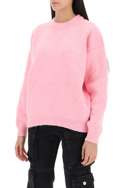 Shop Alexander Wang Brushed Sweater With Logo Motif In Pink