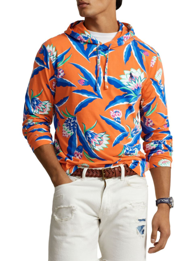 Shop Polo Ralph Lauren Men's Floral Hooded T-shirt In Orange
