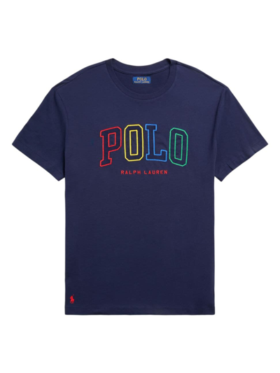 Shop Polo Ralph Lauren Men's Embroidered Logo T-shirt In Navy