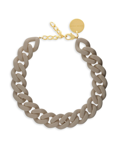 Shop Vanessa Baroni Women's Goldtone & Acetate Flat Chain Necklace In Light Taupe