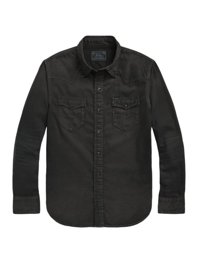 Shop Polo Ralph Lauren Men's Western Long-sleeve Denim Sport Shirt In Polo Black