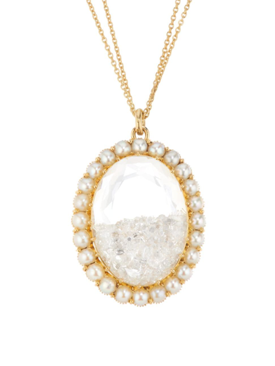 Shop Renee Lewis Women's 18k Yellow Gold, Pearl & 4 Tcw Diamond Shake Necklace