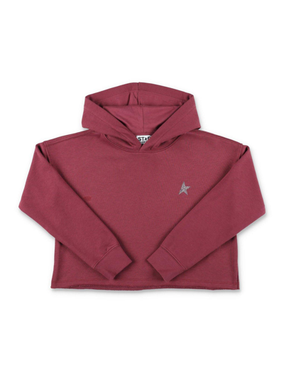 Shop Golden Goose Small Star Printed Hoodie In Bordeaux