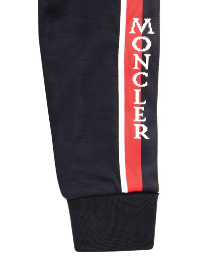 Shop Moncler Logo-stripe Long-sleeved Zip-up Hoodie