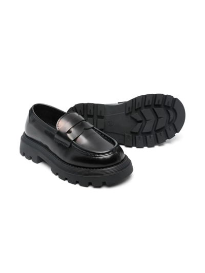 Shop Gallucci Black Calf Leather Loafers In Nero