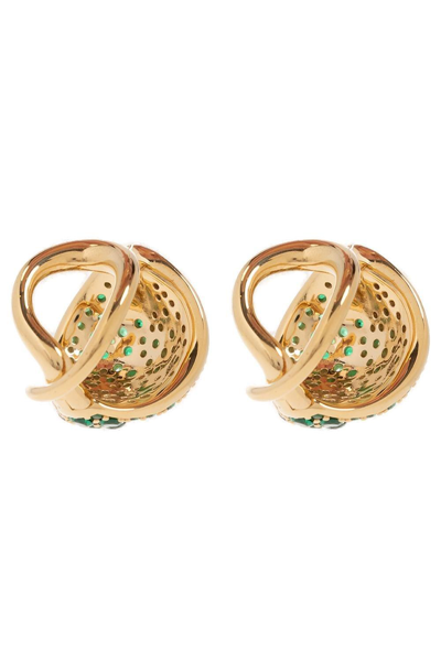 Shop Bottega Veneta Raise Embellished Earrings In Gold