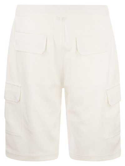 Shop Brunello Cucinelli Bermuda Trousers In Light Cotton Fleece In White