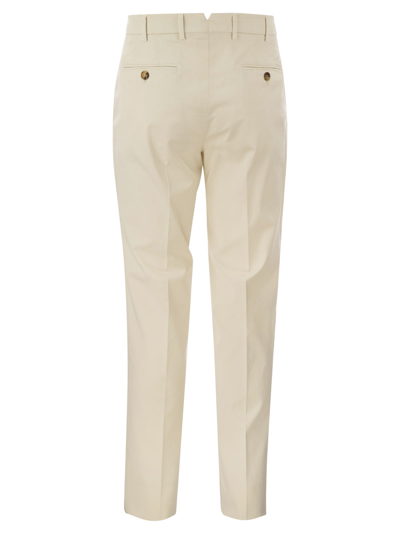 Shop Brunello Cucinelli Italian Fit Cotton Gabardine Trousers In Cream