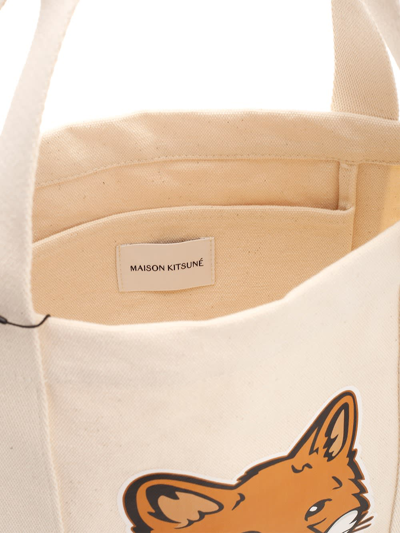 Shop Maison Kitsuné Tote Bag In Canvas In White