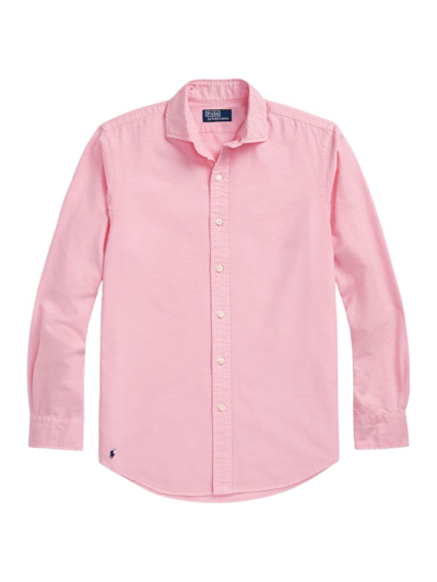 Shop Polo Ralph Lauren Men's Oxford Long-sleeve Sport Shirt In Caramel Pink