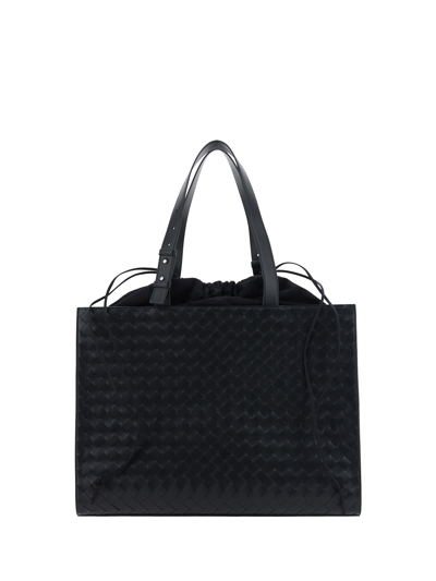 Shop Bottega Veneta Avenue Tote Shoulder Bag In Black-silver