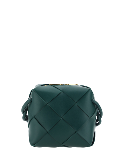 Shop Bottega Veneta Mini Cassette Shoulder Bag In Emerald Green-gold