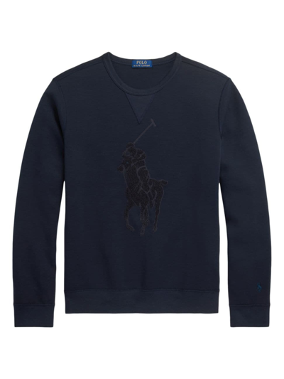 Shop Polo Ralph Lauren Men's Double-knit Chenille Logo Sweatshirt In Aviator Navy