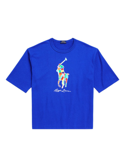 Shop Polo Ralph Lauren Men's Colorblocked Big Pony Logo T-shirt In Sapphire Star
