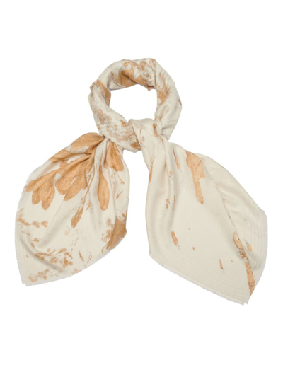 Shop Alexander Mcqueen Women's Floral Splash Scarf In Ivory Gold