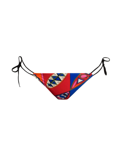 Shop Pucci Women's Printed Low-rise Bikini Bottom In Blu Fuxia