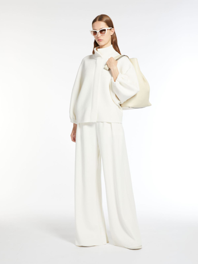 Shop Max Mara Boxy Wool Cardigan In White