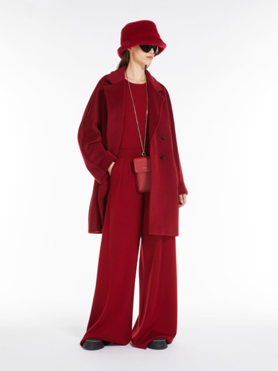 Shop Max Mara Short 101801 Icon Coat In Wool And Cashmere In Red