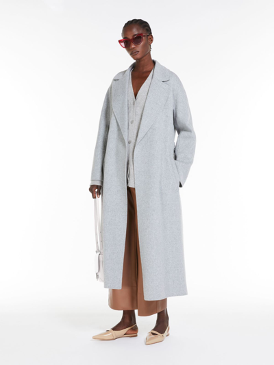 Shop Max Mara Wool Robe Coat In Light Grey