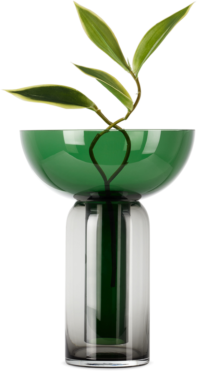 Shop Aytm Green & Black Torus Vase In Forest/black