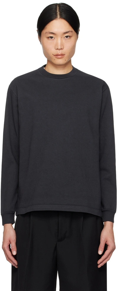 Shop Lady White Co. Black Boxy Long Sleeve T-shirt In Charcoal